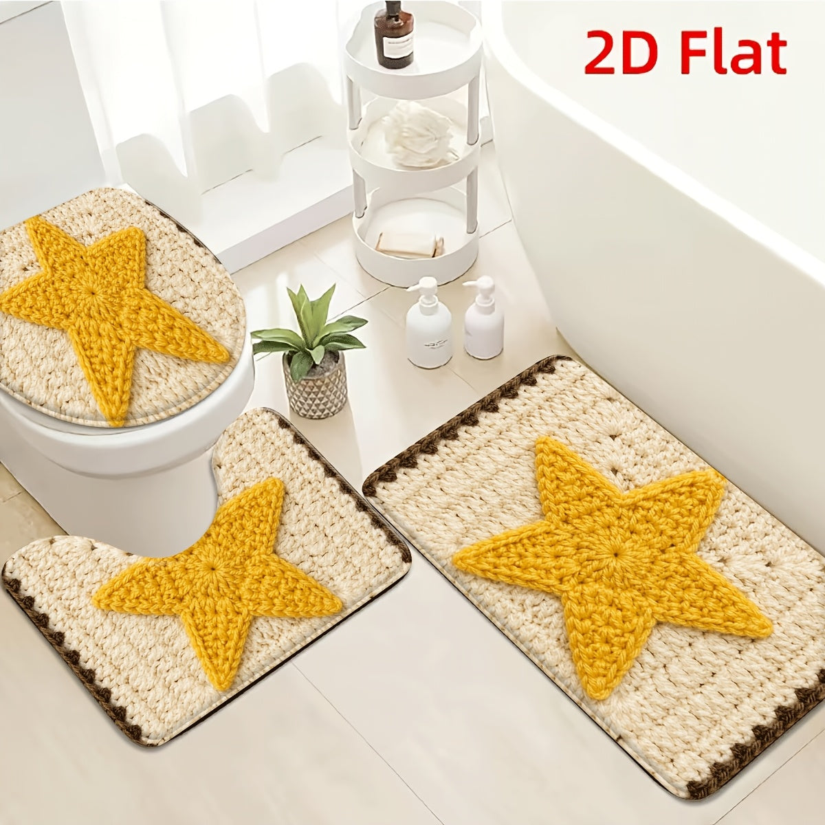 Ensemble 3 tapis de salle de bain étoile au crochet