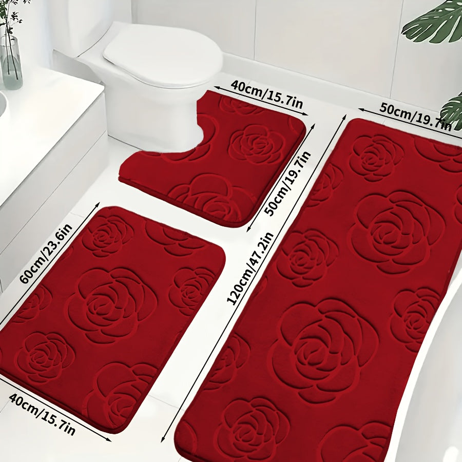 Tapis de salle de bain, ensemble 3 pièces dont un long