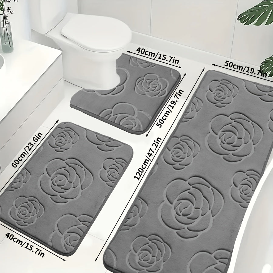 Tapis de salle de bain, ensemble 3 pièces dont un long