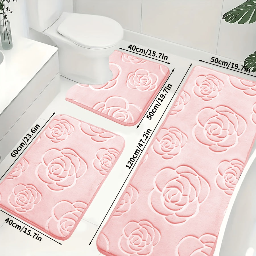 Tapis de salle de bain, ensemble 3 pièces dont un long