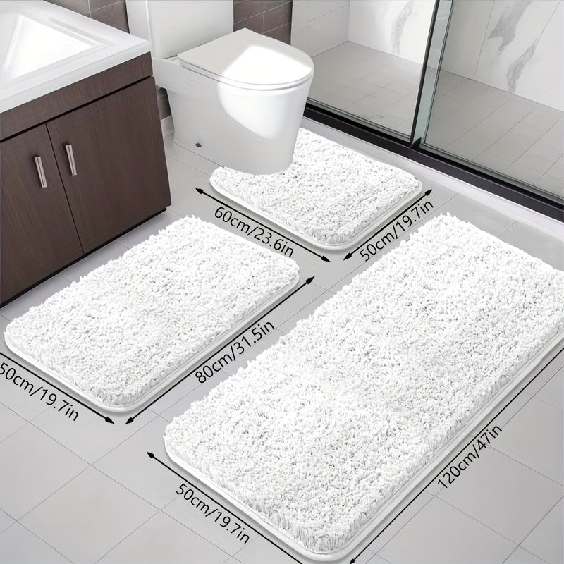 Tapis de salle de bain 3 pièces avec contour WC, velours