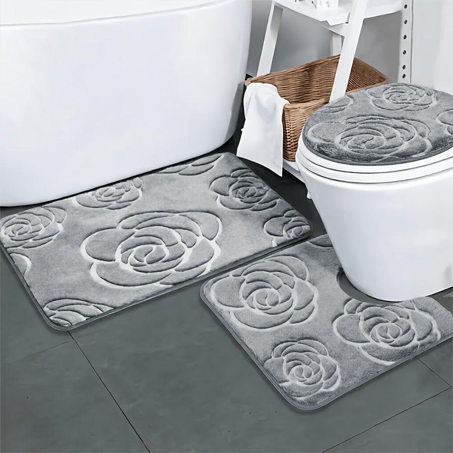 Tapis de salle de bain en relief, ensemble 3 pièces
