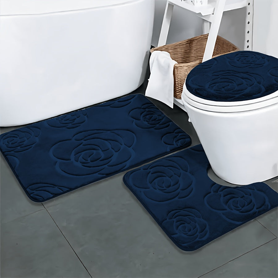 Tapis de salle de bain en relief, ensemble 3 pièces
