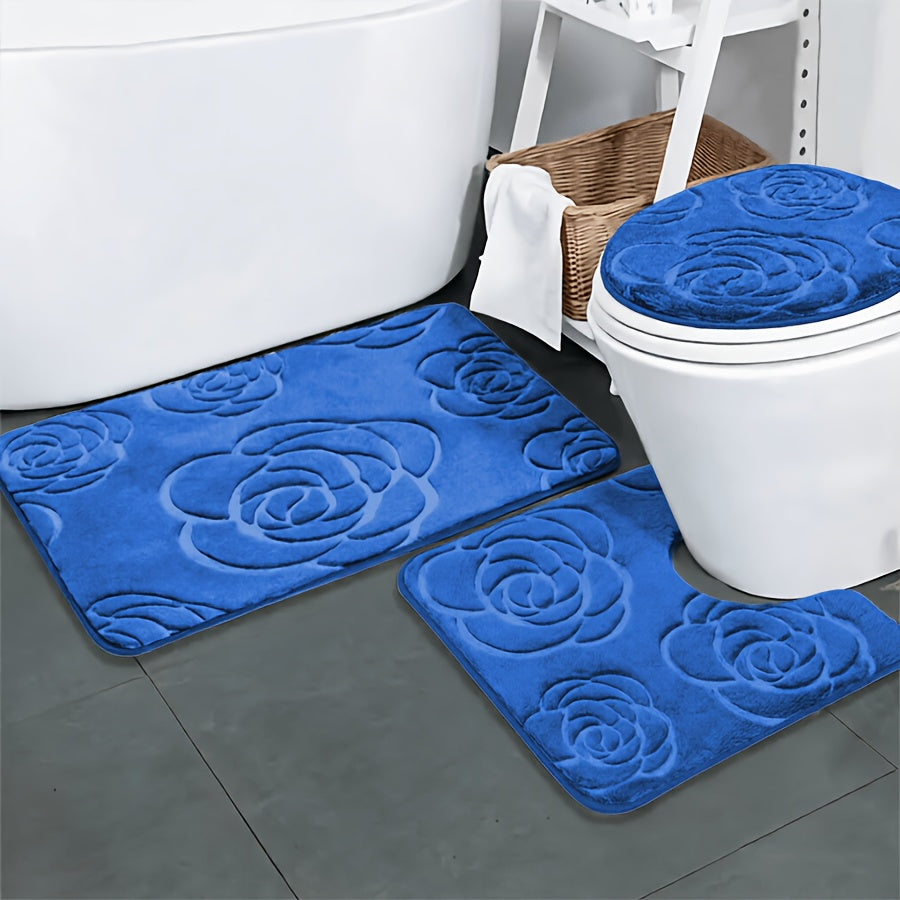 Tapis de salle de bain en relief, ensemble 3 pièces