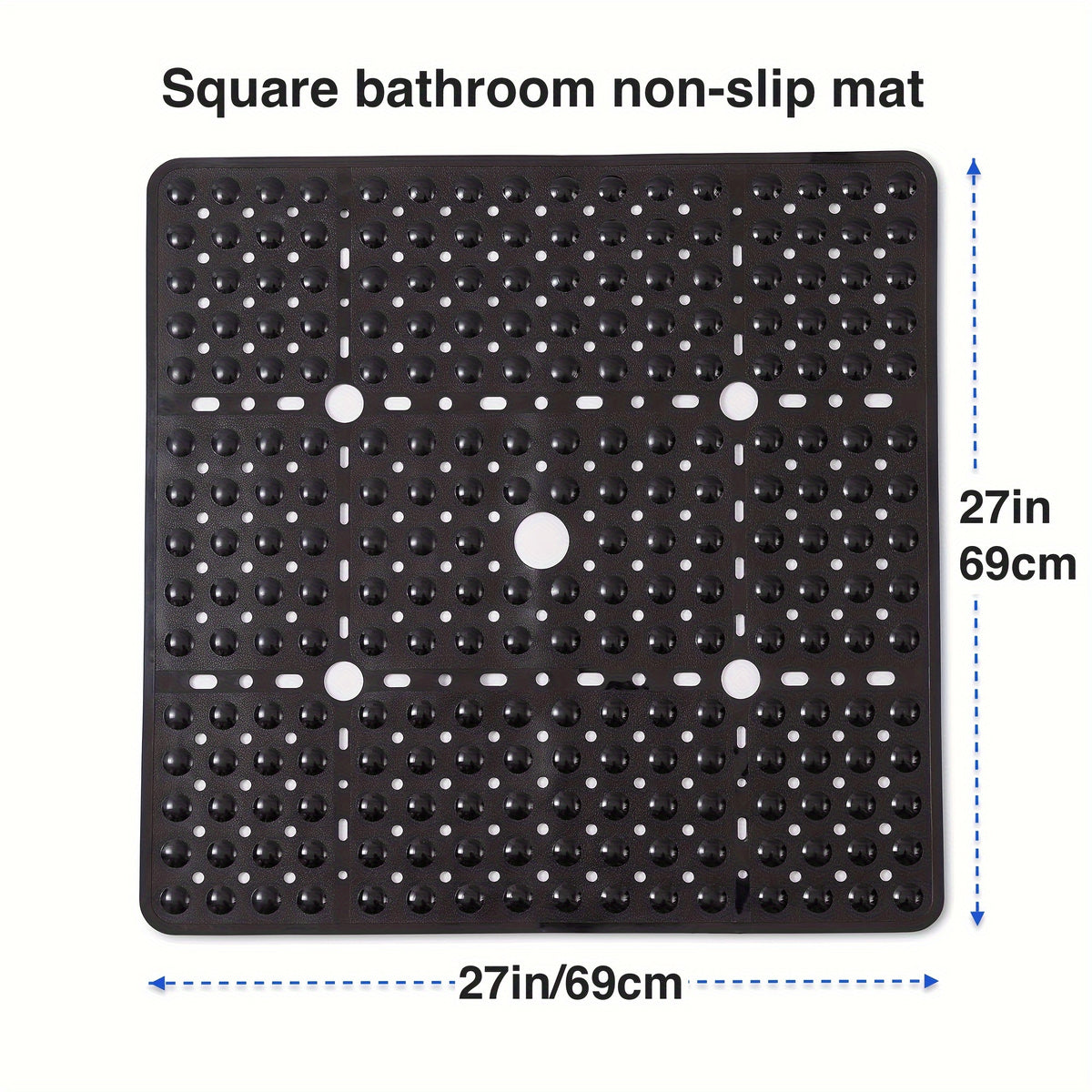 Grand tapis de douche carré en PVC, 238 ventouses