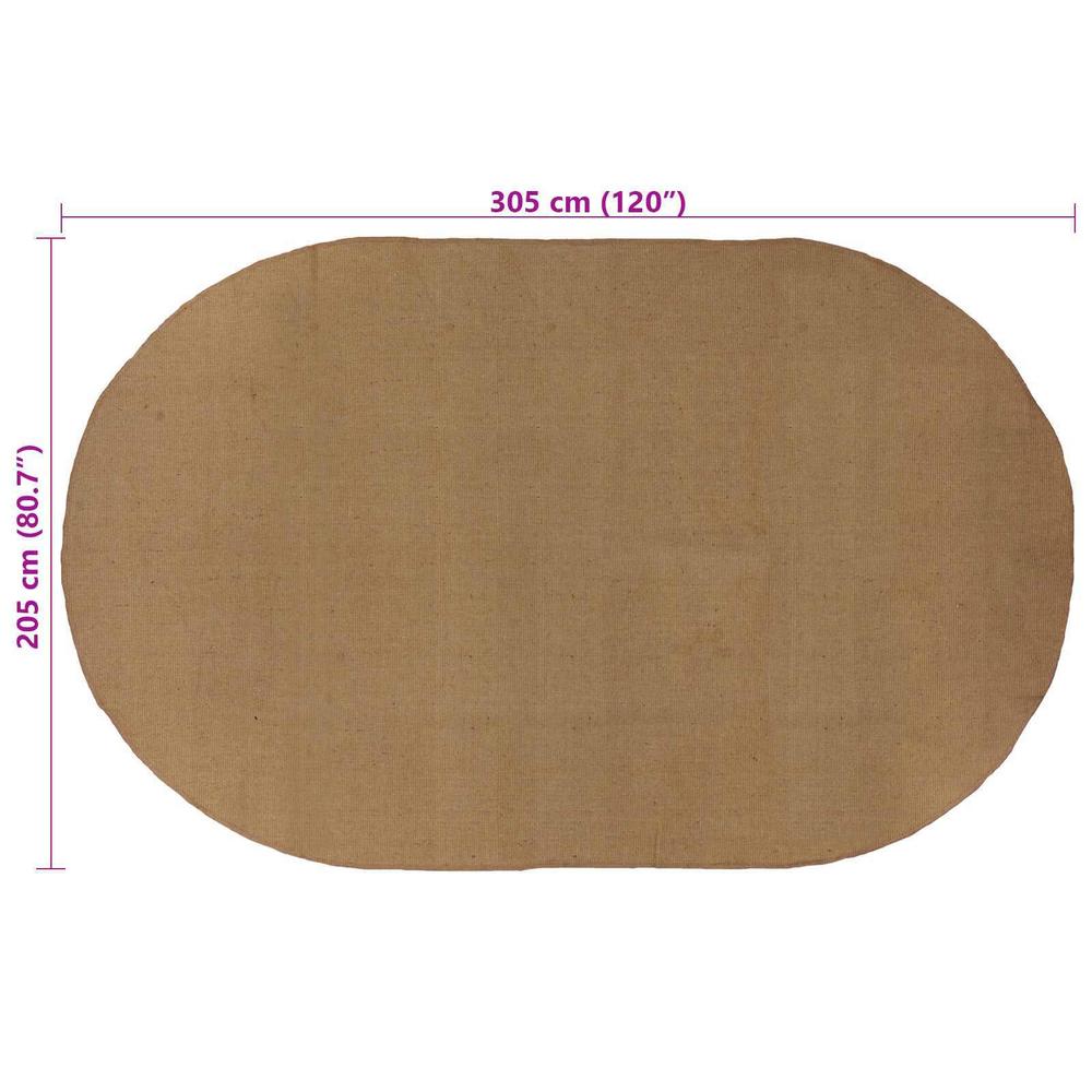 Grand tapis de bain ovale en jute tissé plat
