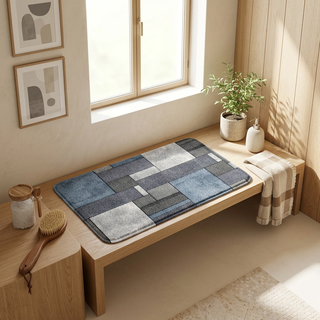 Tapis de salle de bain, blocs imprimés