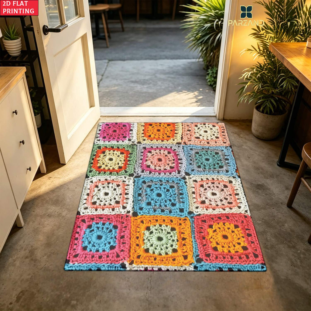 Tapis de salle de bain granny squares 850 g/m², 4 gabarits