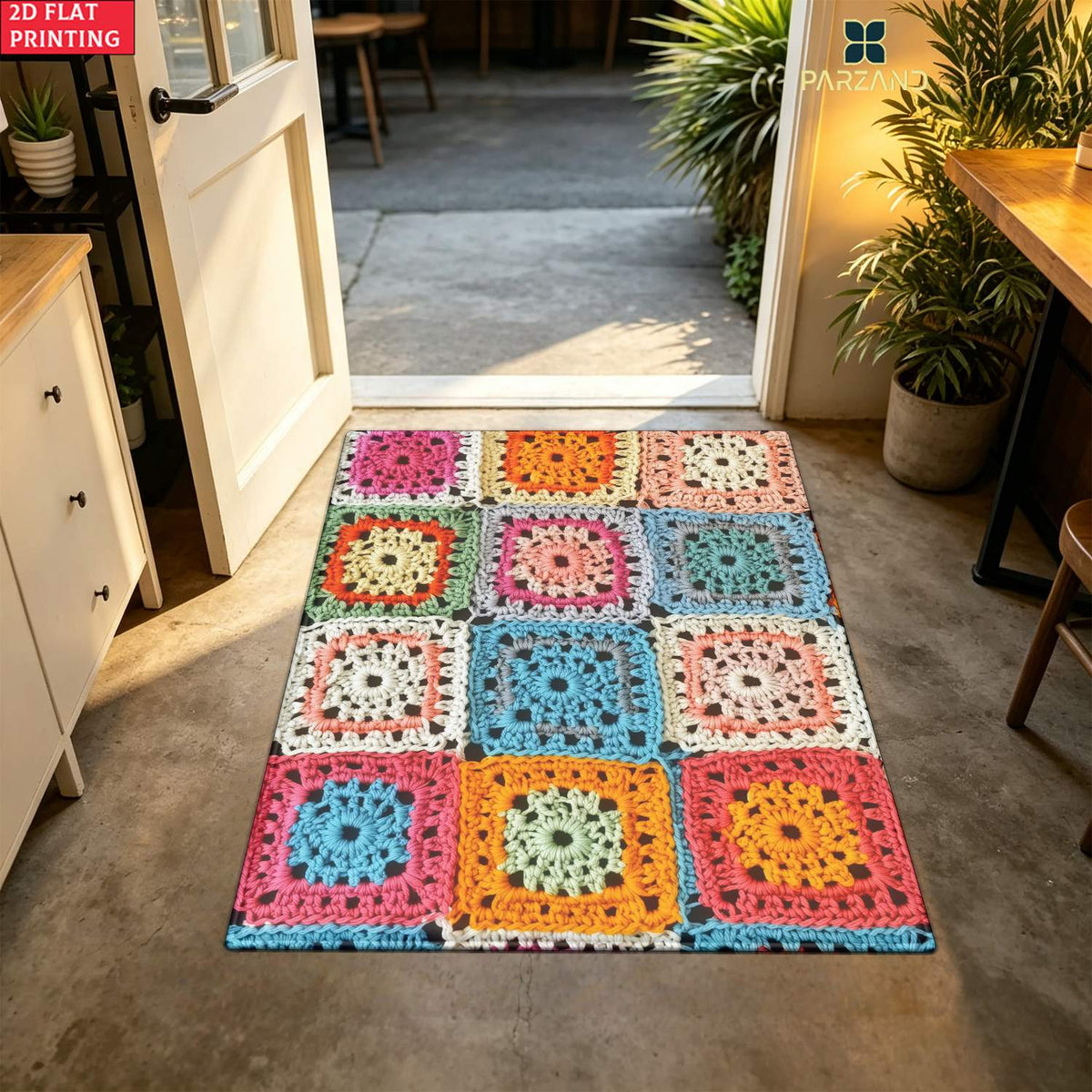 Tapis de salle de bain granny squares 850 g/m², 4 gabarits