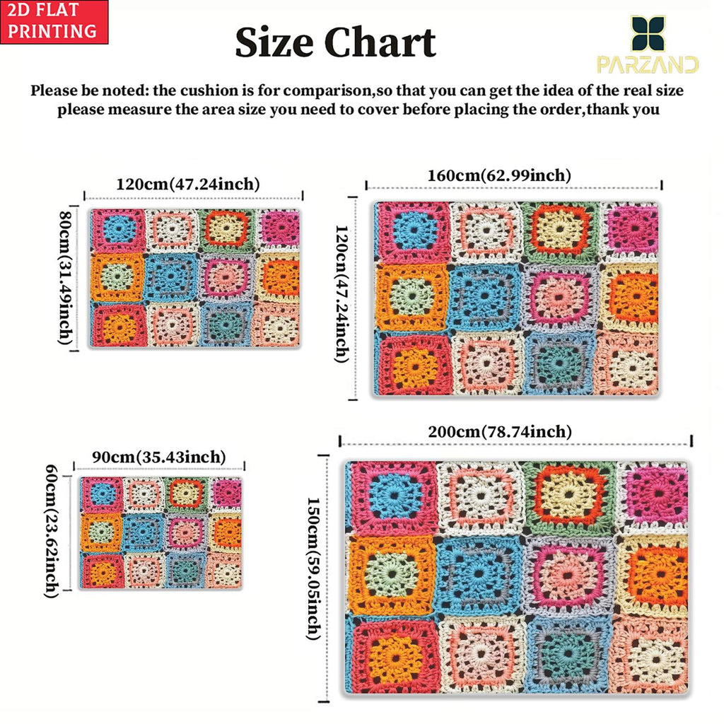 Tapis de salle de bain granny squares 850 g/m², 4 gabarits