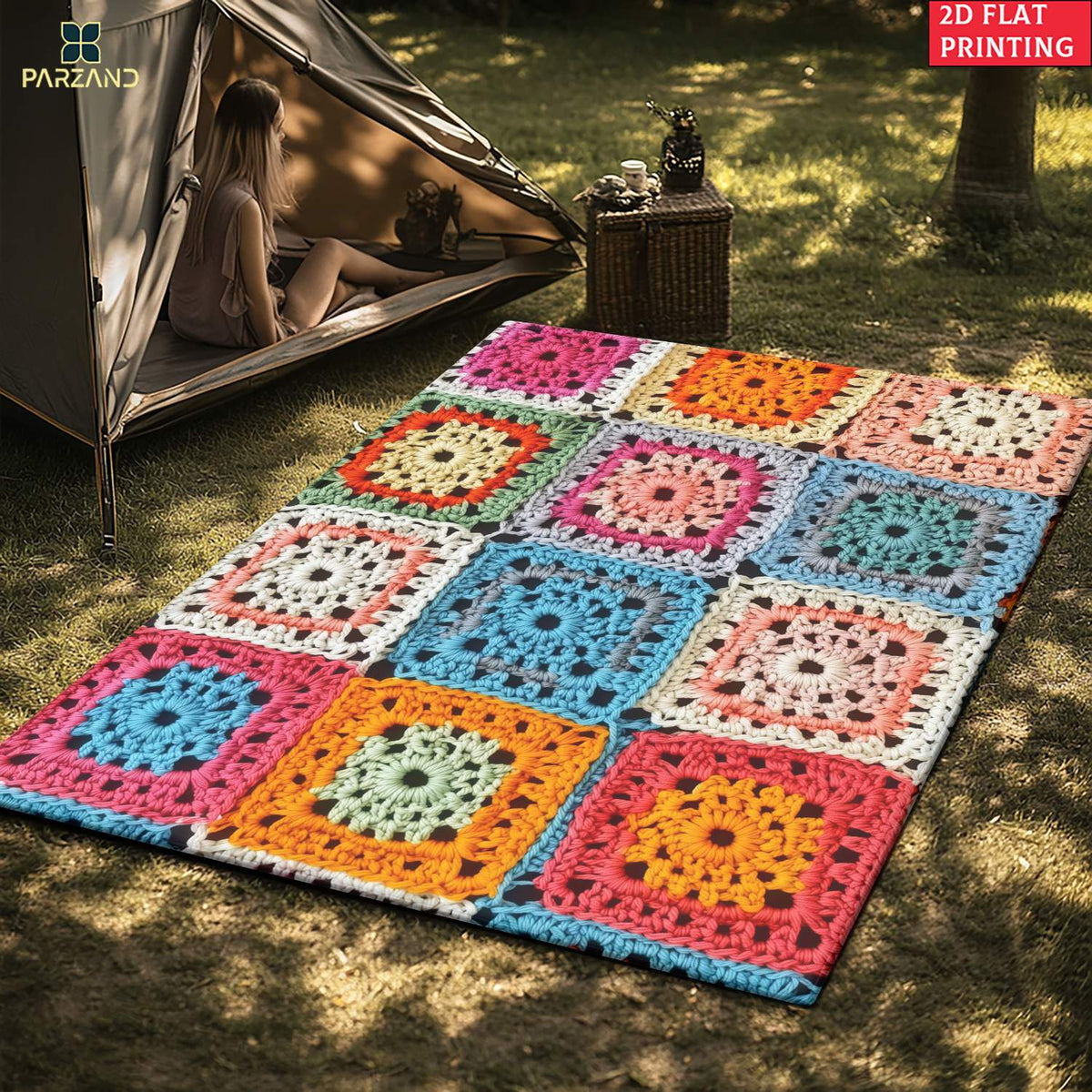Tapis de salle de bain granny squares 850 g/m², 4 gabarits