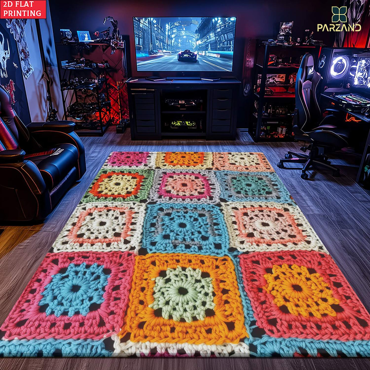 Tapis de salle de bain granny squares 850 g/m², 4 gabarits