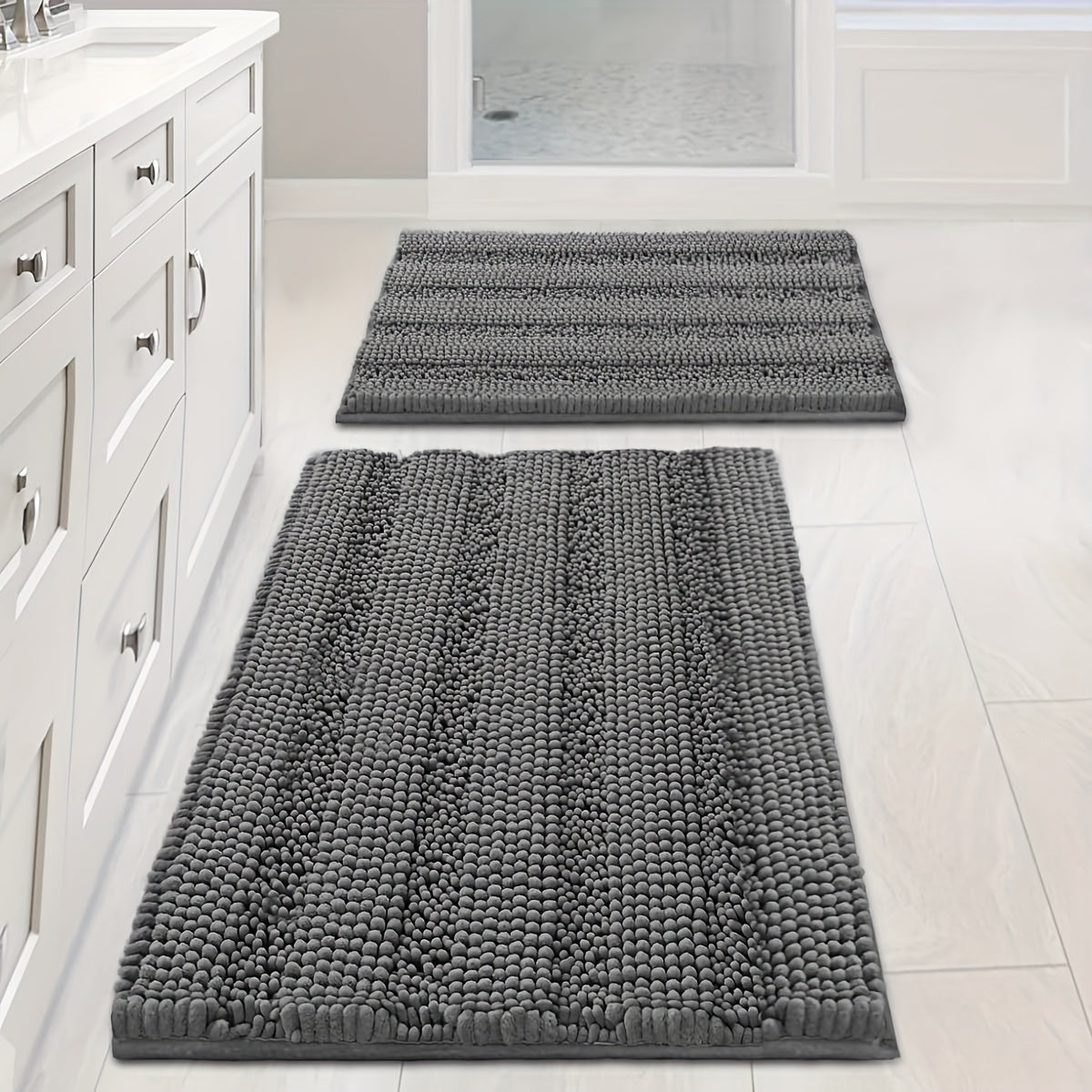 Tapis de salle de bain chenille extra épais 2, lot de 2
