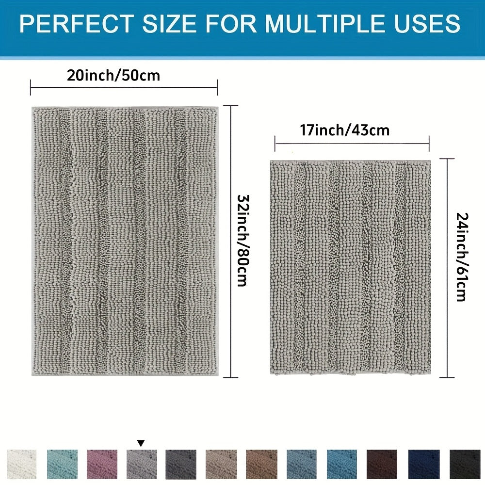 Tapis de salle de bain chenille extra épais 2, lot de 2