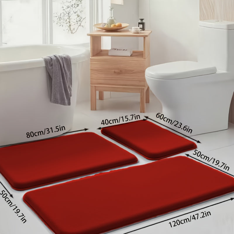 Lot de 3 tapis de bain fins 1, lavables en machine