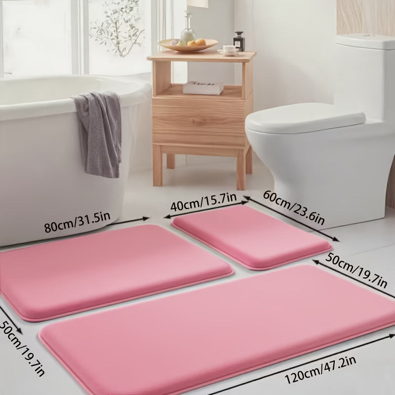 Lot de 3 tapis de bain fins 1, lavables en machine
