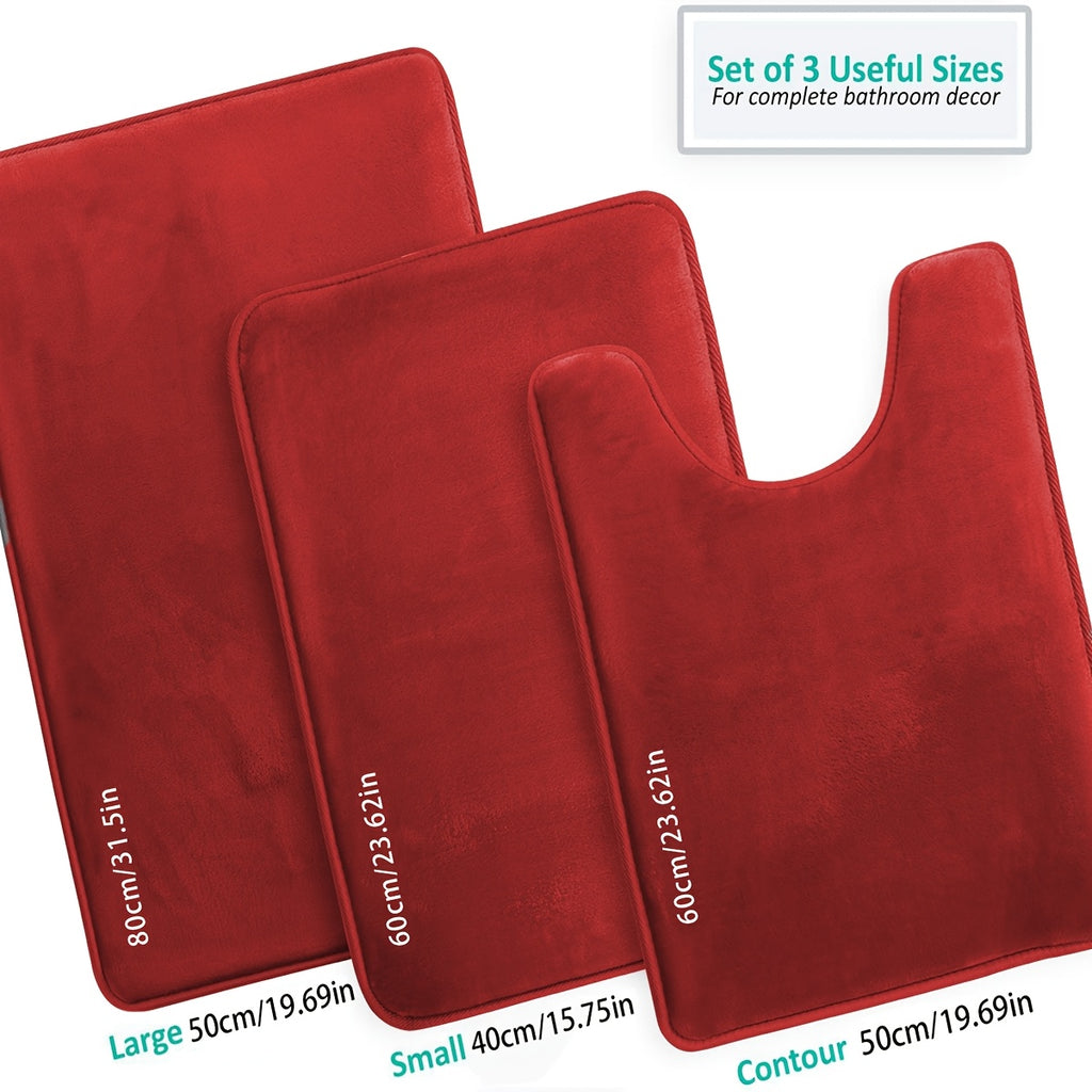 Tapis de salle de bain mousse mémoire, lot de 3 antidérapants