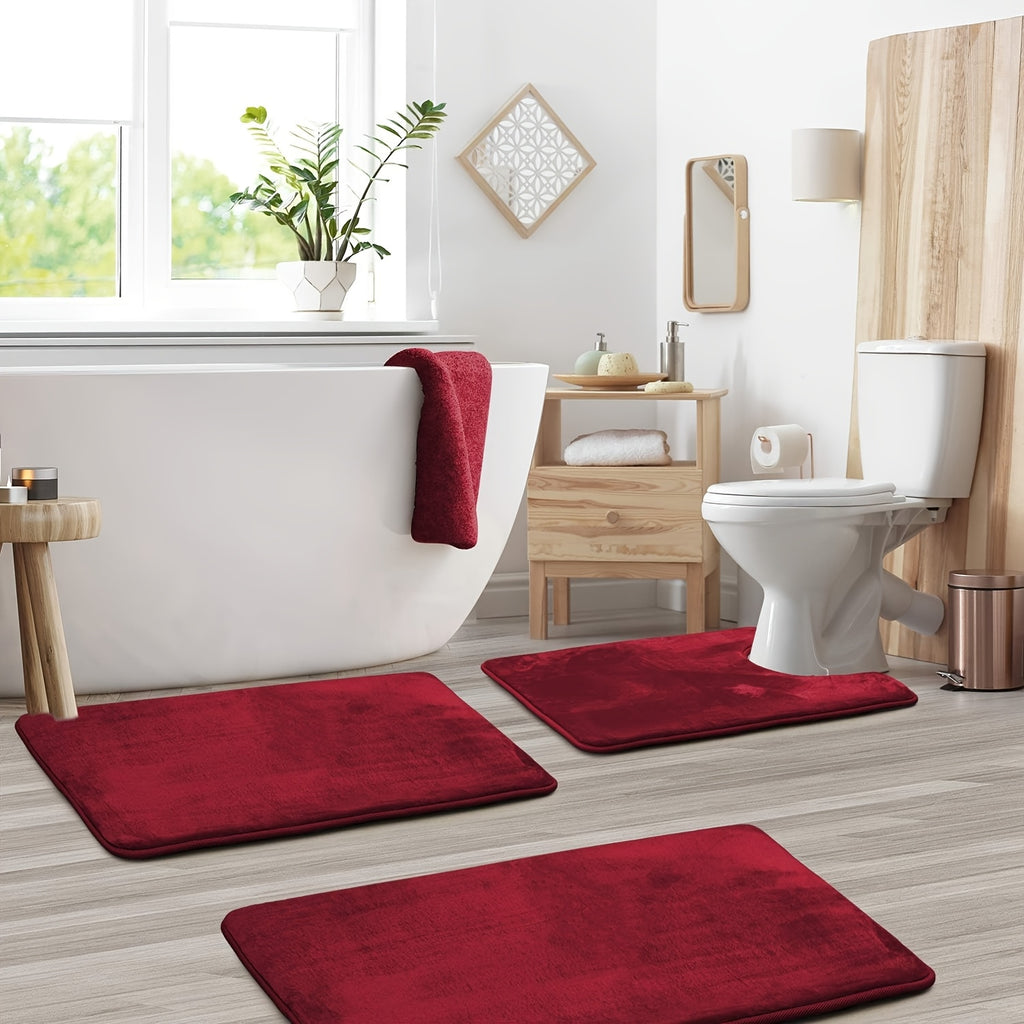 Tapis de salle de bain mousse mémoire, lot de 3 antidérapants