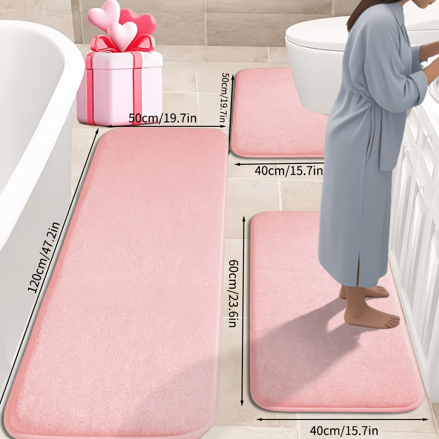 Parure de 3 tapis de bain, contour de cuvette en U inclus