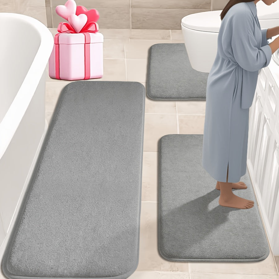 Parure de 3 tapis de bain, contour de cuvette en U inclus