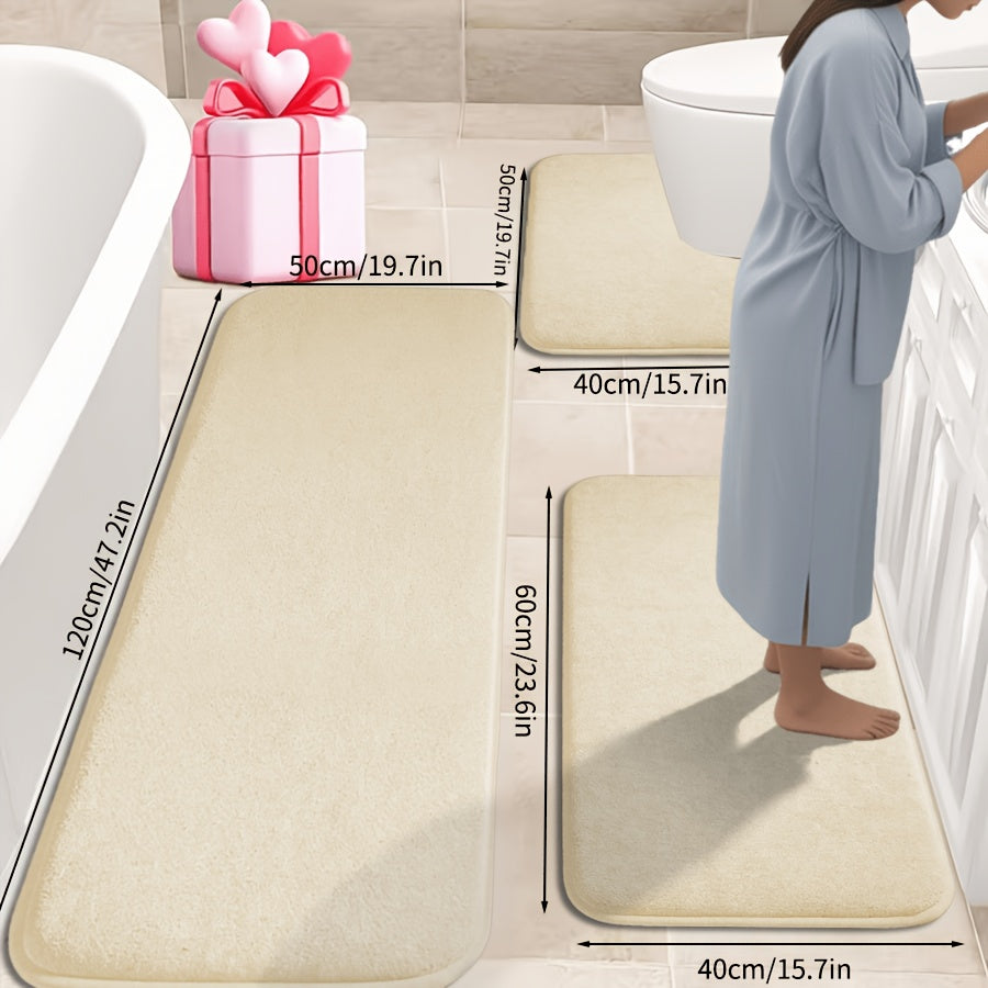Parure de 3 tapis de bain, contour de cuvette en U inclus
