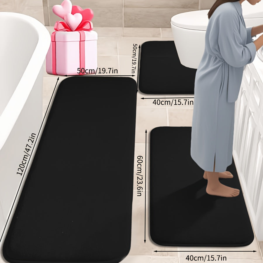 Parure de 3 tapis de bain, contour de cuvette en U inclus