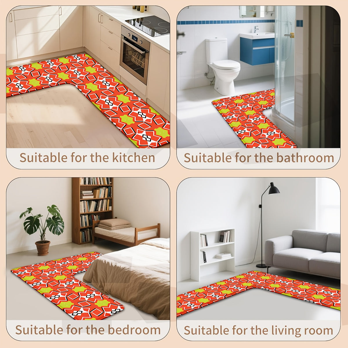 Tapis d'angle, imprimé géométrique et anis