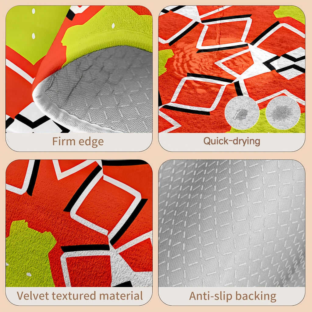Tapis d'angle, imprimé géométrique et anis