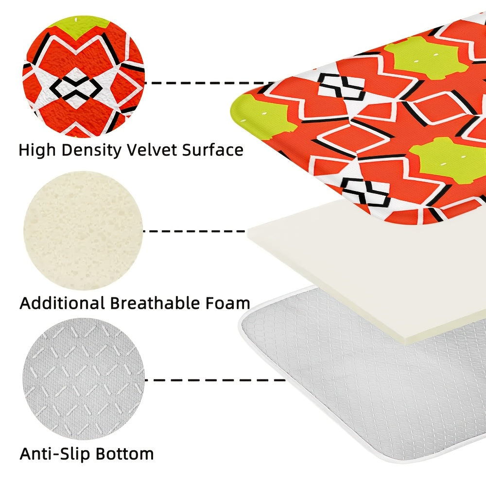 Tapis d'angle, imprimé géométrique et anis