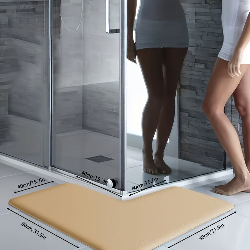 Tapis d'angle de salle de bain en velours coupé uni