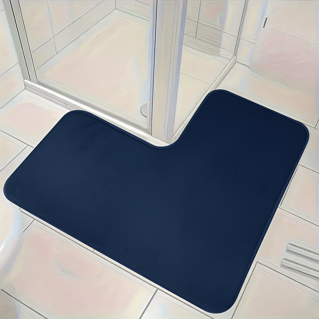 Tapis d'angle de salle de bain en velours coupé uni