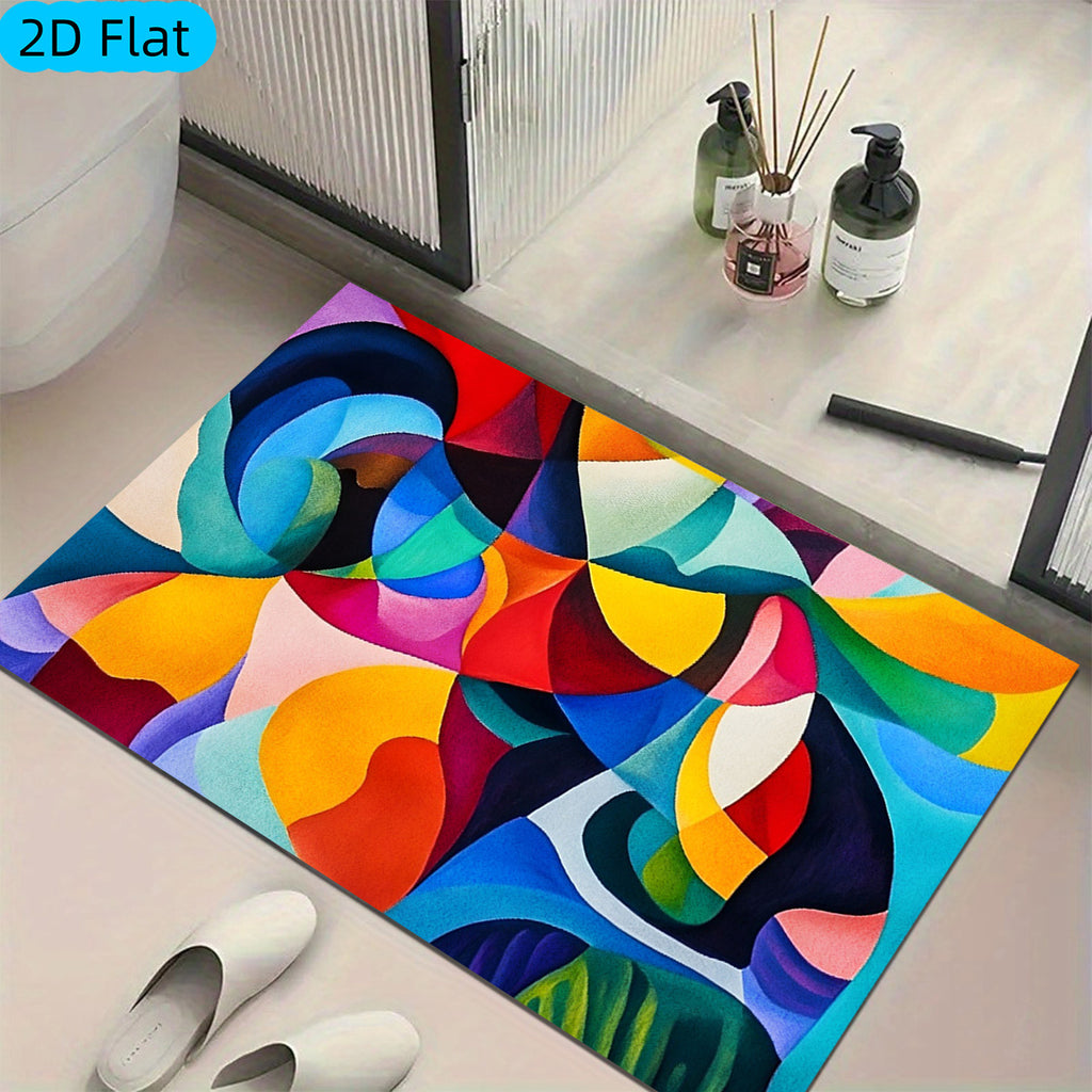 Tapis de salle de bain abstrait, plat et picoté