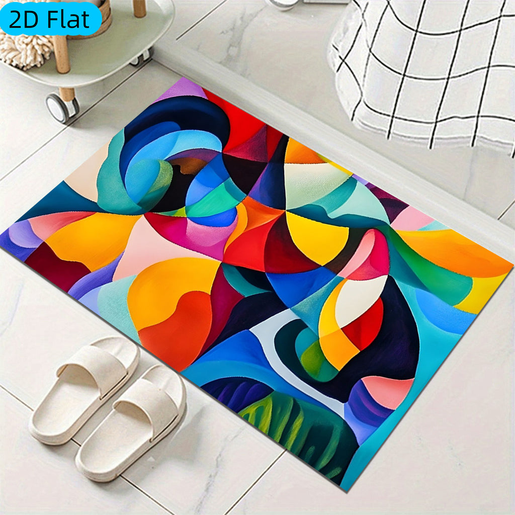 Tapis de salle de bain abstrait, plat et picoté