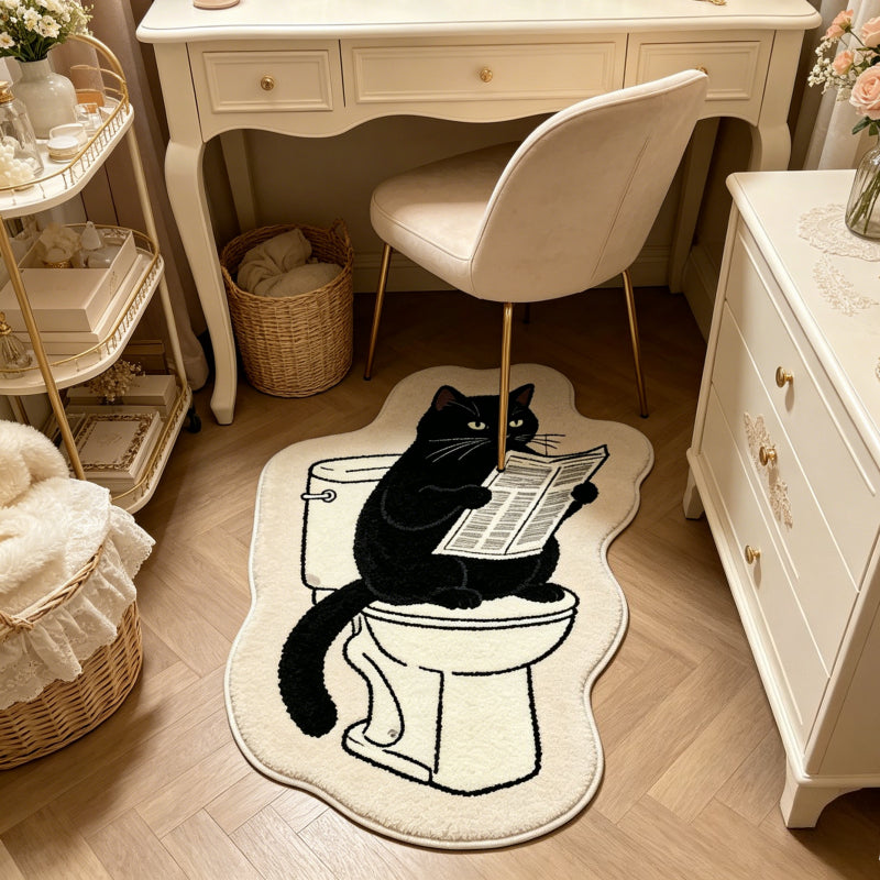 Tapis de salle de bain chat lisant son journal