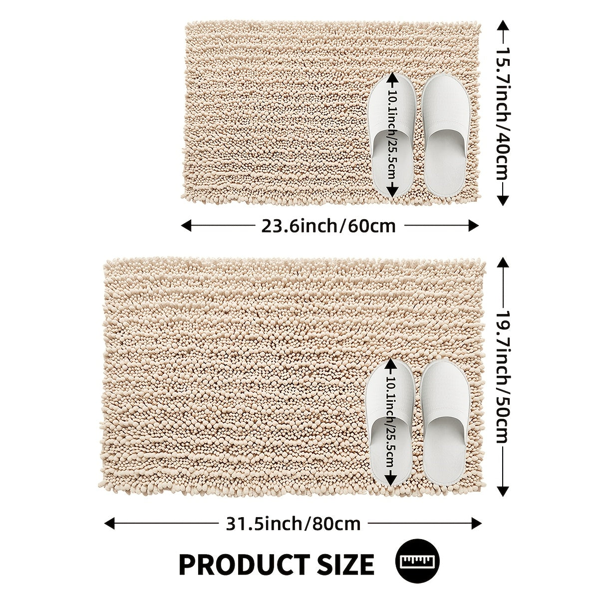 Tapis de bain chenille, dos TPR