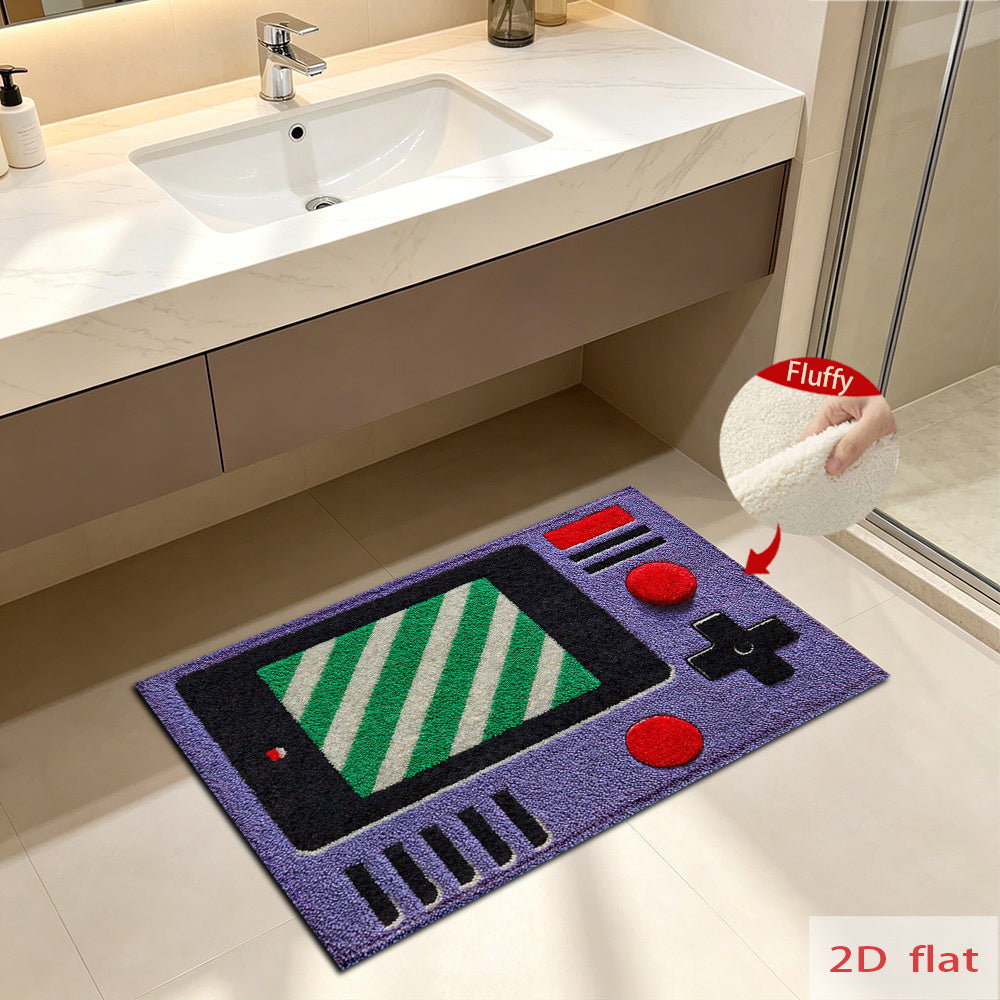 Tapis de salle de bain à motif console de jeu rétro