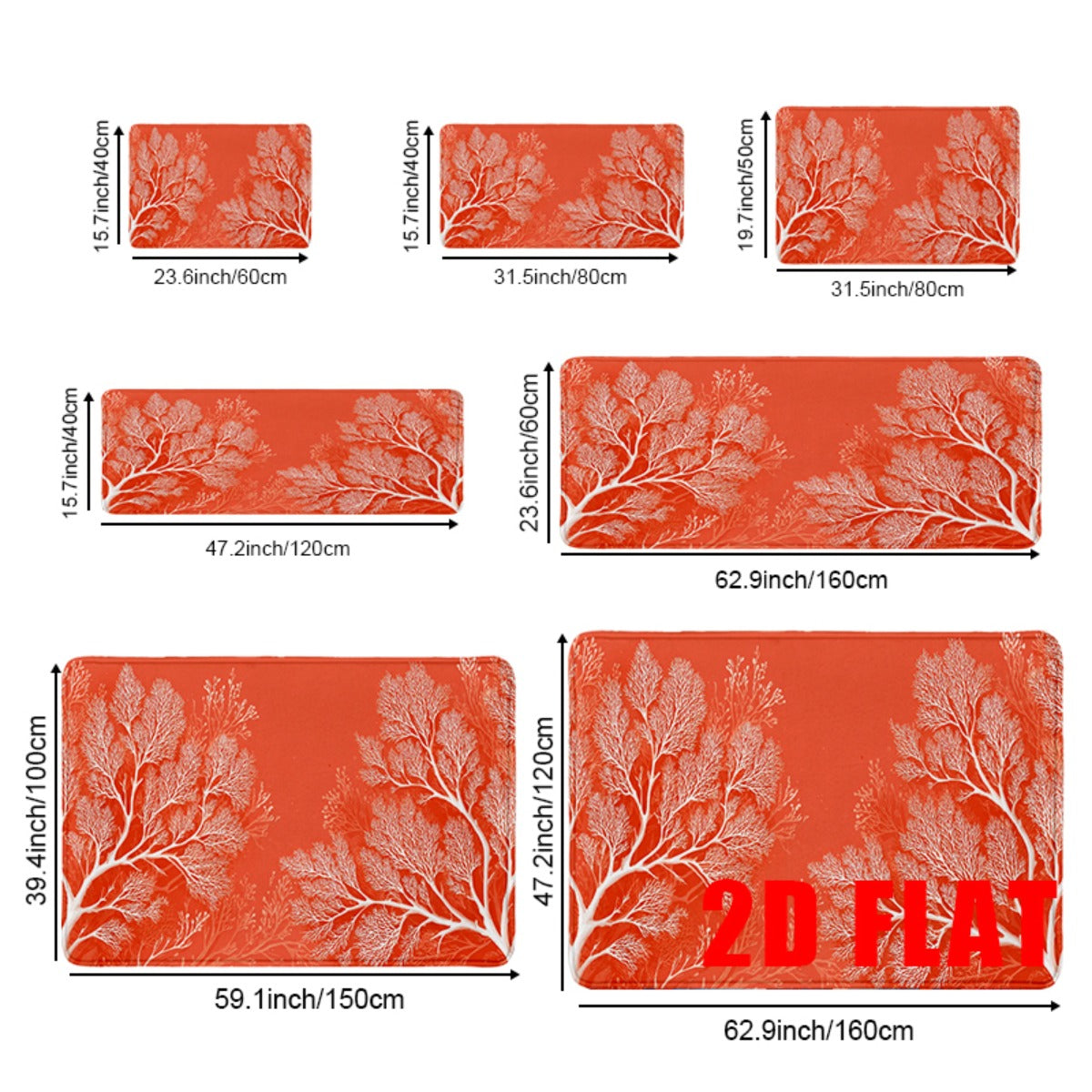 15.7 po x 31.5 po (40 x 80 cm)