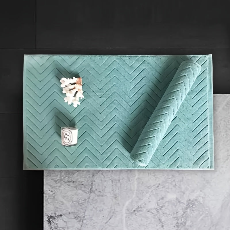 Tapis de bain coton chevrons, lot de 2