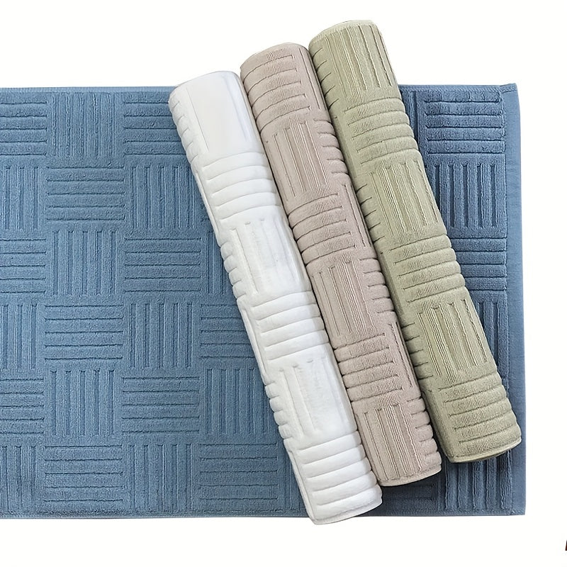 Tapis de bain en coton gaufré vannerie, 850 g/m²