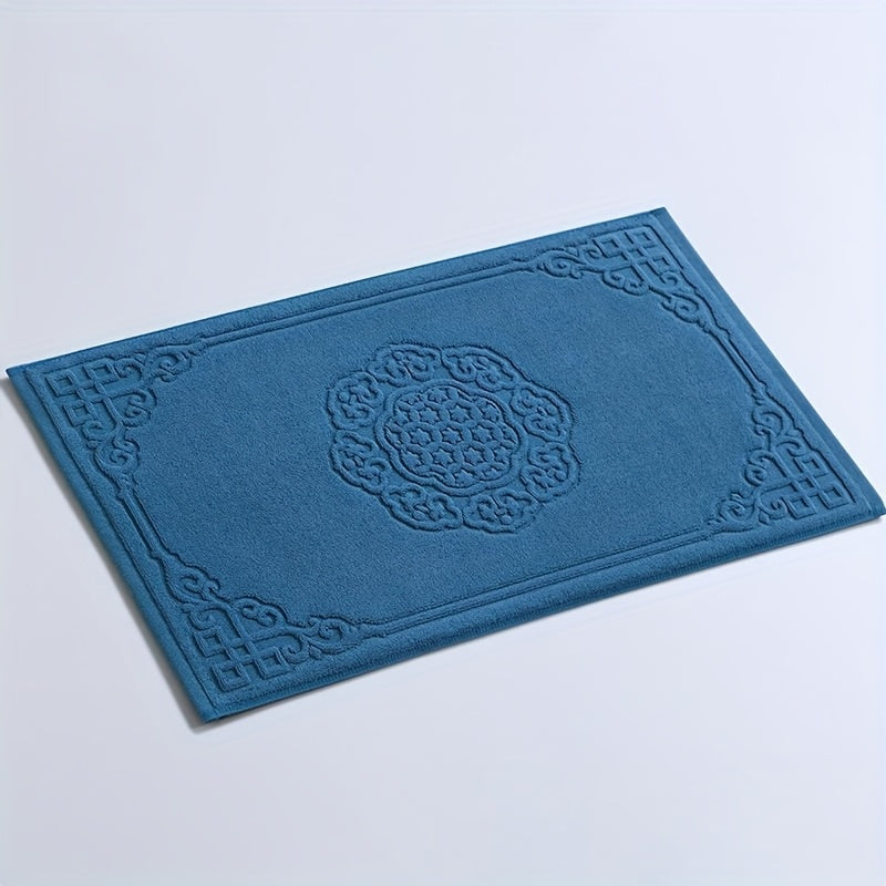 Tapis de bain coton rosace bouclée, lot de 2, quatre teintes