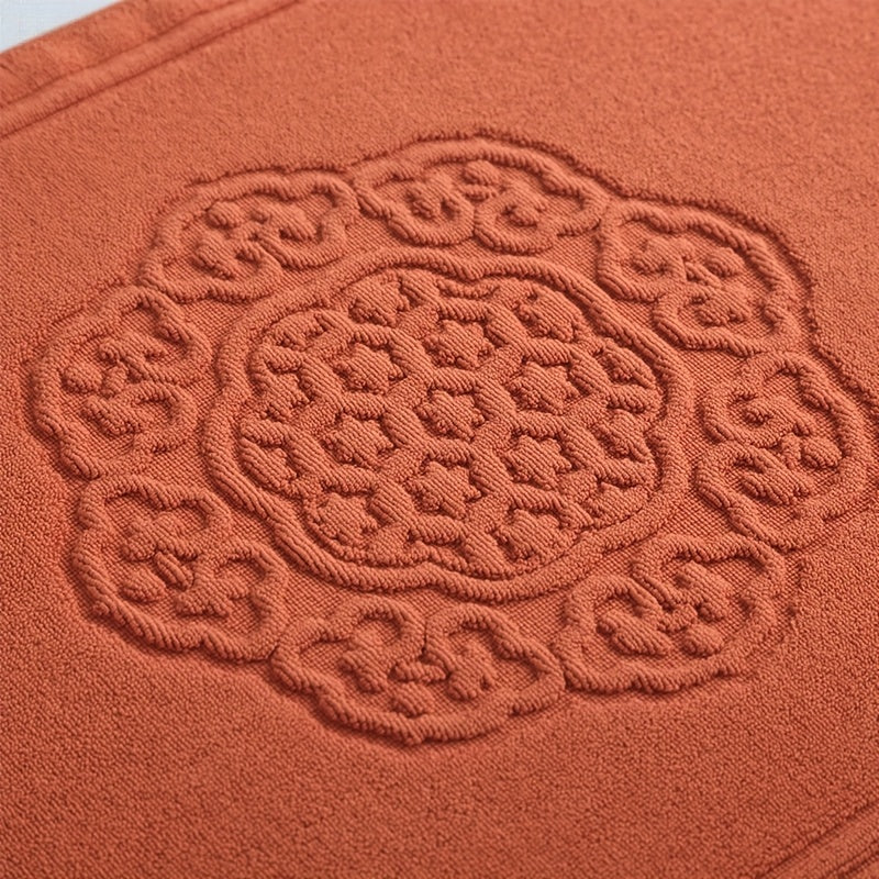 Tapis de bain coton rosace bouclée, lot de 2, quatre teintes