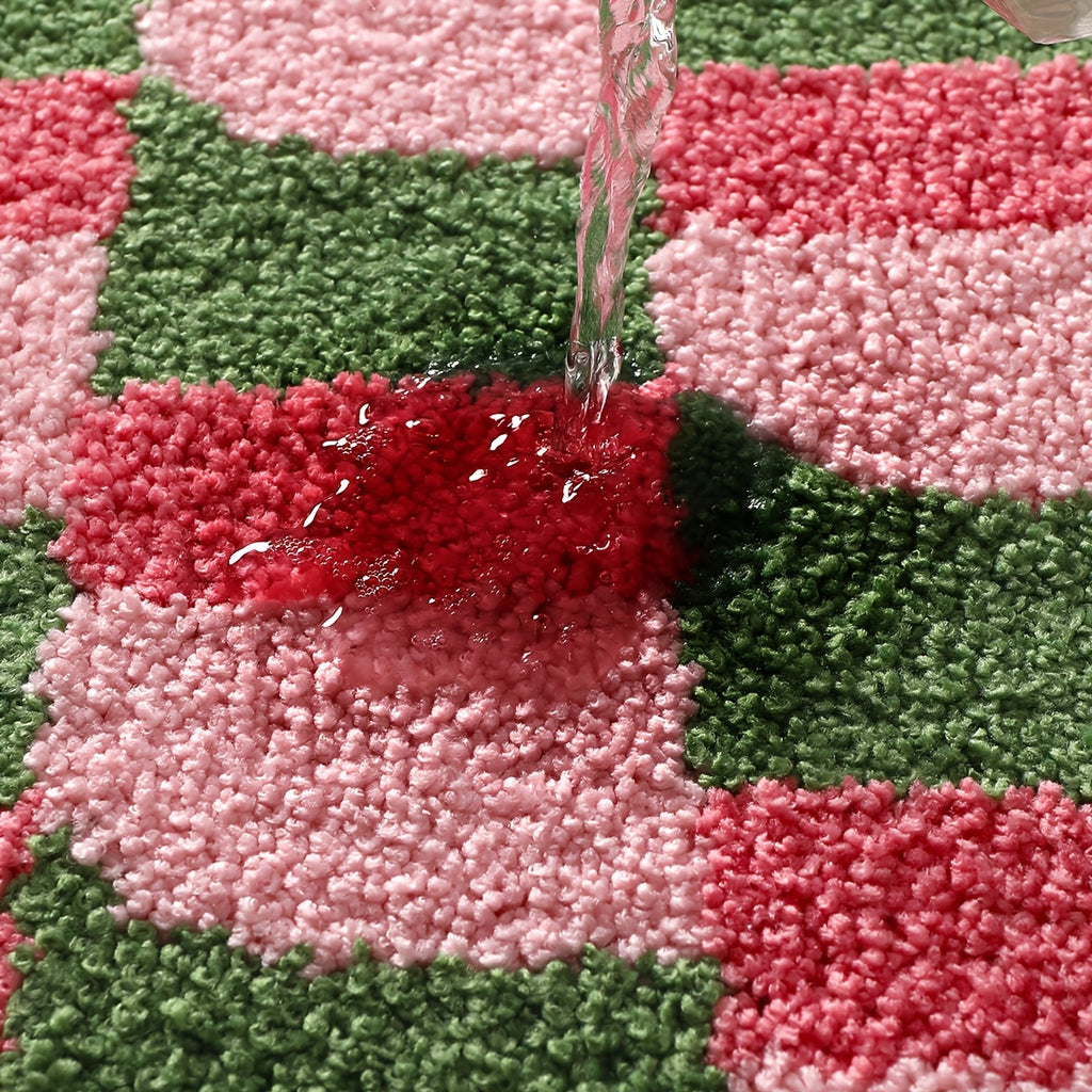 Tapis de bain damier, tufté, deux formats