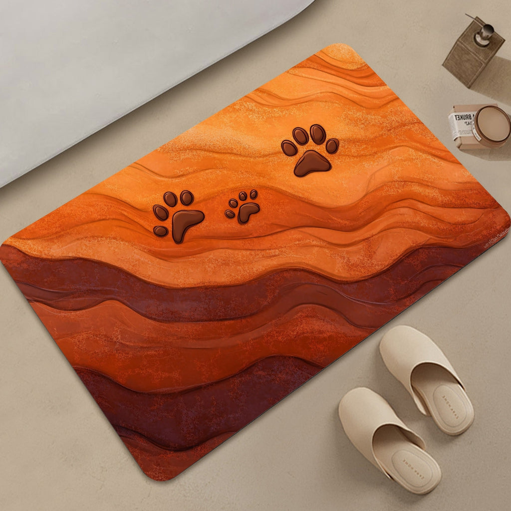 Tapis de salle de bain à dunes du désert et pattes d'animal