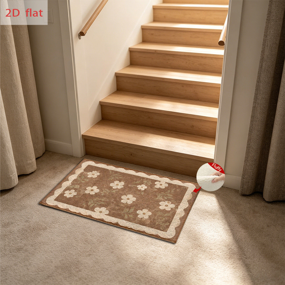 Tapis de salle de bain fleuri et bordure festonnée