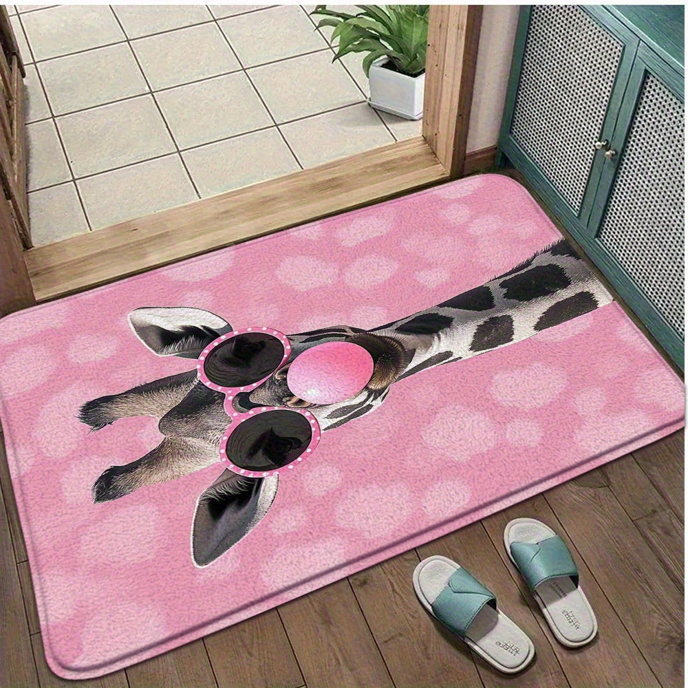 Tapis de salle de bain girafe à lunettes et chewing-gum