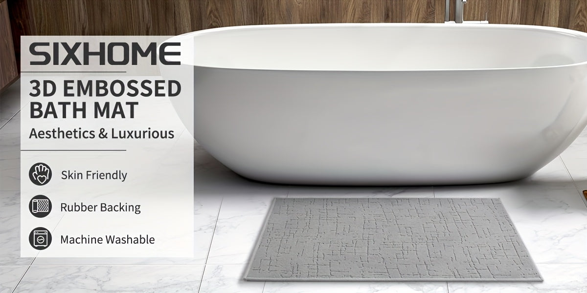 Tapis de bain relief craquelé, dos caoutchouc