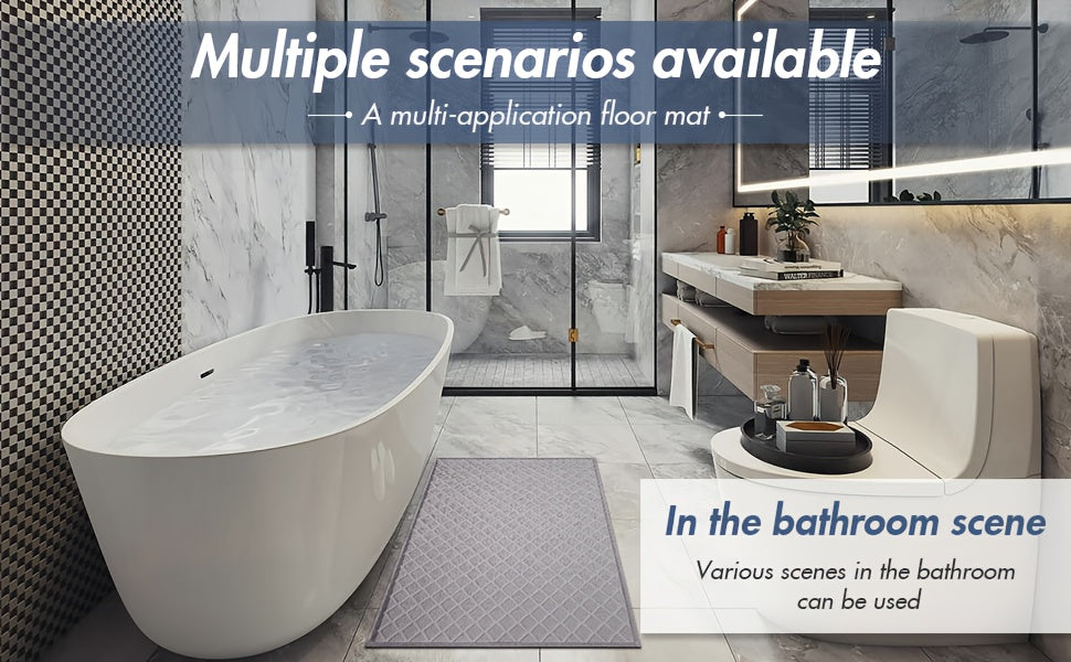 Tapis de bain ultra fin à losanges, absorption en 3 secondes