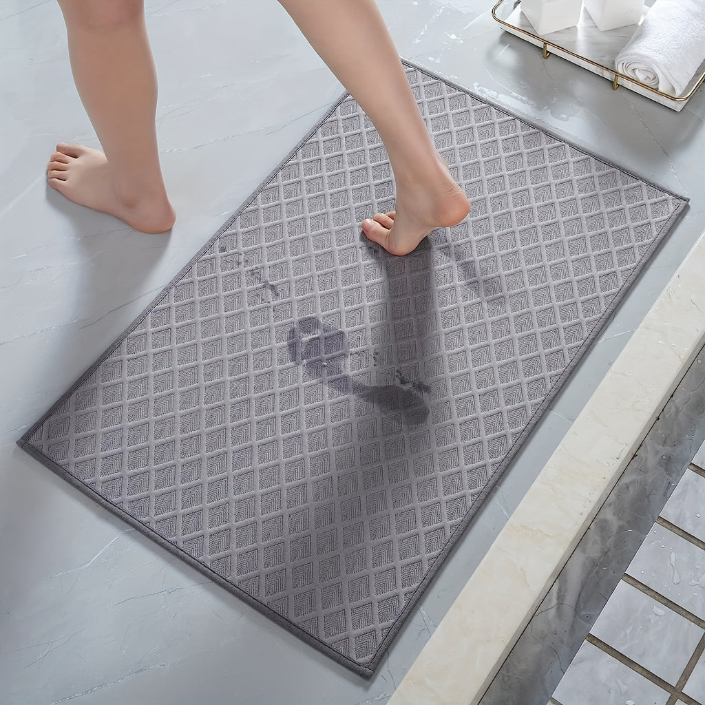 Tapis de bain ultra fin à losanges, absorption en 3 secondes