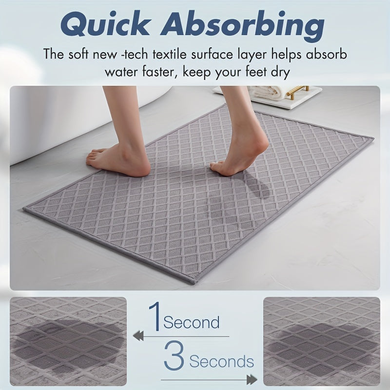 Tapis de bain ultra fin à losanges, absorption en 3 secondes
