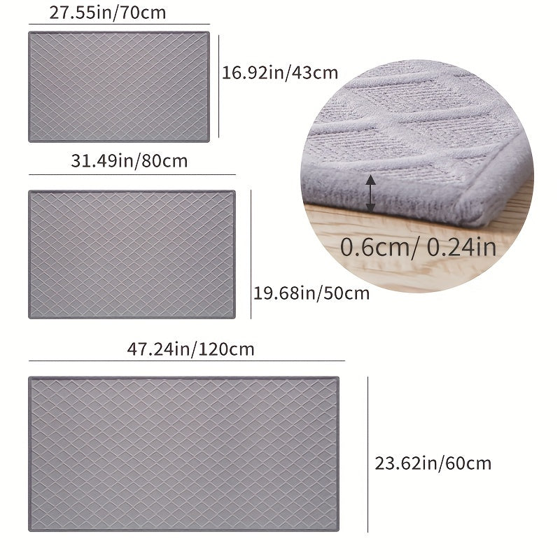Tapis de bain ultra fin à losanges, absorption en 3 secondes